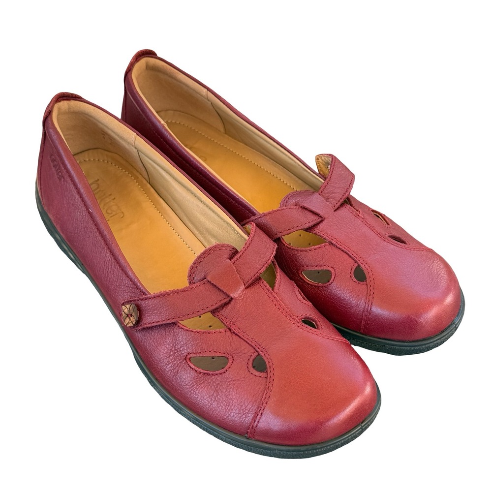 Hotter Nirvana Red Leather Comfort Mary Jane Cutout Loafers Womens 11 UK 9 EU 43